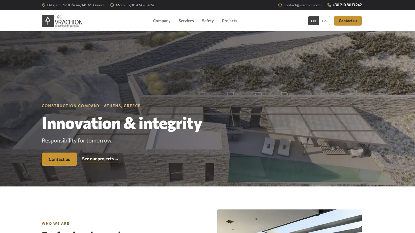 D&T Vrachion — Bilingual construction company site