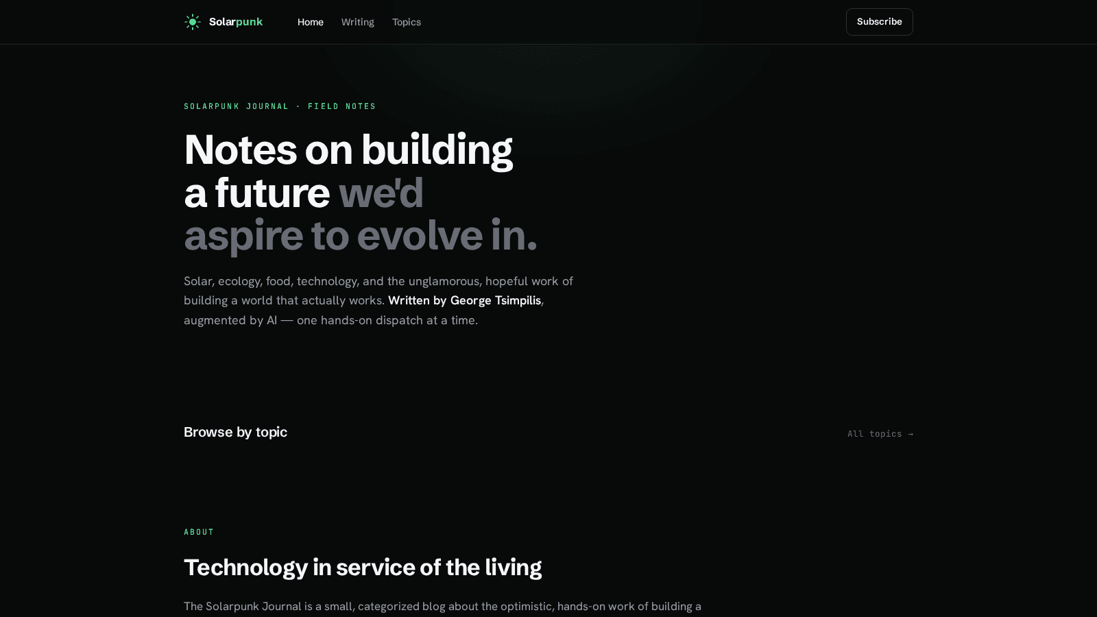 Solarpunk Journal — Προσωπική έκδοση με ενίσχυση AI